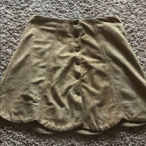 Button down brown suede skirt